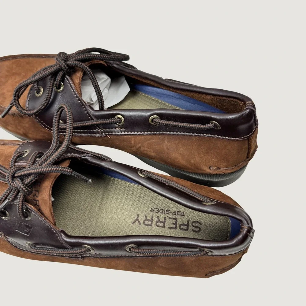 Sperry Top-Sider Boat Shoe Mens 12M Brown Leather Moc Toe 0777896 Nautical